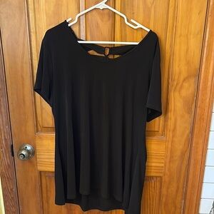 CHICOS Black Relaxed Cut Out Short Sleeve Blouse